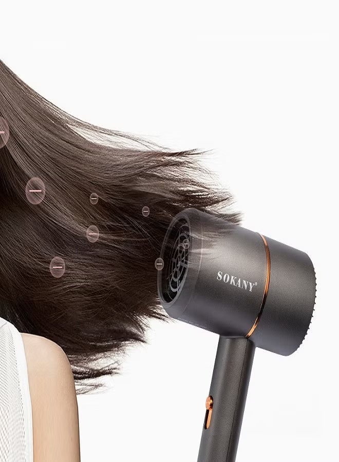 sokany SK-2202 Mini Hair Dryer 1200W with Fast Drying, Lightweight & Compact Design, Portable for Home, Salon & Travel Use, General Grey Color, Ergonomic & Easy to Use - Image 5